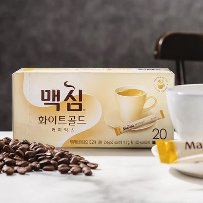 Maxim White Gold Instant Coffee – Energizing Korean Coffee for Long Drives (20 Sticks)