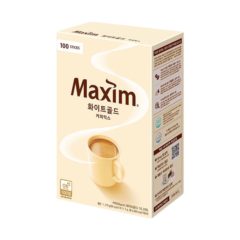 Maxim White Gold Instant Coffee – Energizing Korean Coffee for Long Drives (100 Sticks)