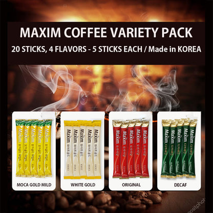 MAXIM Instant Coffee Variety Pack – 20 Sticks (4 Flavors) – Best Coffee for Truck Drivers